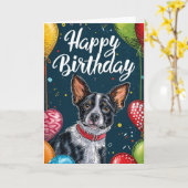 Basenji met ballonnen Verjaardag Kaart (Gele Bloem)