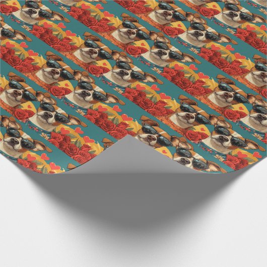 Basenji met hart Rozen Valentijnsdag Cadeaupapier (Hoek)