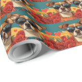 Basenji met hartrozen Valentijnsdag Cadeaupapier (Rol Hoek)