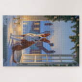 Basenji met kerstlichtjes vakantie legpuzzel (Horizontaal)