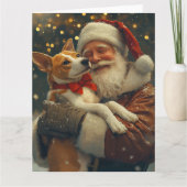 Basenji met Kerstman Feestelijke Kerst Kaart (Voorkant)