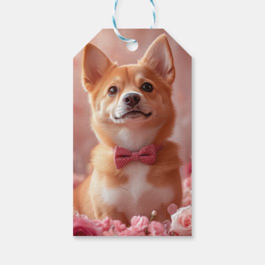 Basenji met Rozen - Valentijnsdag Cadeaulabel (Achterkant)