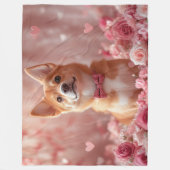 Basenji met Rozen - Valentijnsdag Fleece Deken (Voorkant)