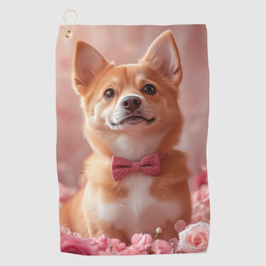 Basenji met Rozen - Valentijnsdag Golfhanddoek (Voorkant)