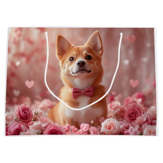 Basenji met Rozen - Valentijnsdag Groot Cadeauzakje (Voorkant)