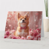 Basenji met Rozen - Valentijnsdag Kaart (Voorkant)