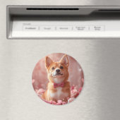 Basenji met Rozen - Valentijnsdag Magneet (Insitu (Vaatwasser))