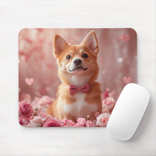 Basenji met Rozen - Valentijnsdag Muismat (Met muis)