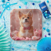 Basenji met Rozen - Valentijnsdag Papieren Bordje (Feest)