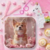 Basenji met Rozen - Valentijnsdag Papieren Bordje (Feest)