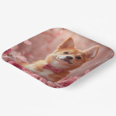 Basenji met Rozen - Valentijnsdag Papieren Bordje (Gebogen)