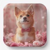 Basenji met Rozen - Valentijnsdag Papieren Bordje (Voorkant)