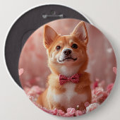 Basenji met Rozen - Valentijnsdag Ronde Button 6,0 Cm (Voorkant /achterkant)