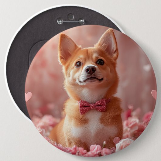 Basenji met Rozen - Valentijnsdag Ronde Button 6,0 Cm (Voorkant /achterkant)