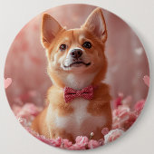 Basenji met Rozen - Valentijnsdag Ronde Button 6,0 Cm (Voorkant)