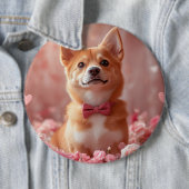 Basenji met Rozen - Valentijnsdag Ronde Button 6,0 Cm (In situ)