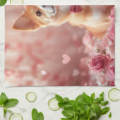 Basenji met Rozen - Valentijnsdag Theedoek (Gevouwen)