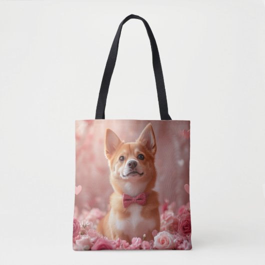 Basenji met Rozen - Valentijnsdag Tote Bag (Voorkant)