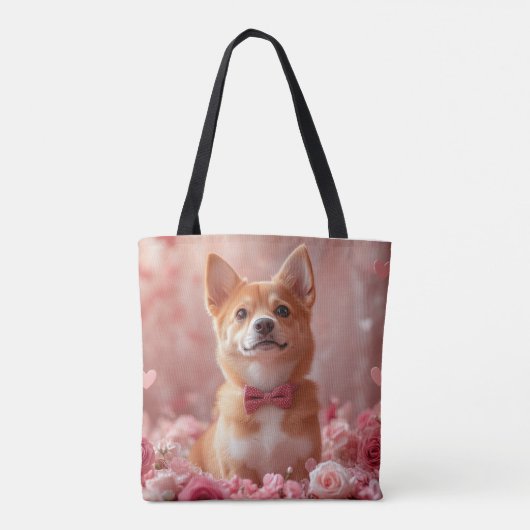 Basenji met Rozen - Valentijnsdag Tote Bag (Achterkant)