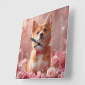 Basenji met Rozen - Valentijnsdag Vierkante Klok (Hoek)