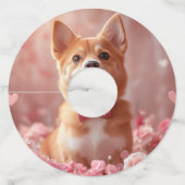 Basenji met Rozen - Valentijnsdag Wijnglaslabel (Voorkant)