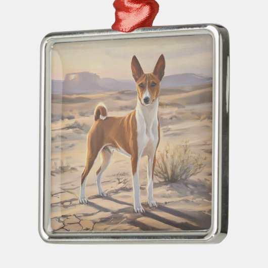 Basenji Metalen Ornament (Links)