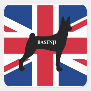 basenji name silhouette england United_Kingdom fla Vierkante Sticker