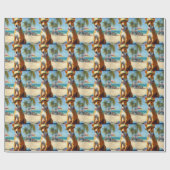 Basenji op het strand, zomercadeau voor hondenlief cadeaupapier (Vlak)