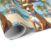 Basenji op het strand, zomercadeau voor hondenlief cadeaupapier (Rol Hoek)