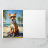 Basenji op het strand, zomercadeau voor hondenlief kaart (Binnen)