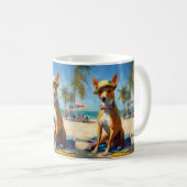 Basenji op het strand, zomercadeau voor hondenlief koffiemok (Voorkant rechts)