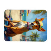 Basenji op het strand, zomercadeau voor hondenlief magneet (Horizontaal)