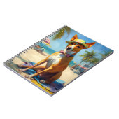 Basenji op het strand, zomercadeau voor hondenlief notitieboek (Linkerzijde)