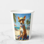 Basenji op het strand, zomercadeau voor hondenlief papieren bekers (Achterkant)