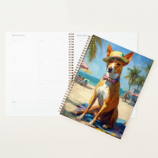 Basenji op het strand, zomercadeau voor hondenlief planner (Display)