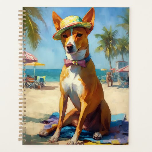 Basenji op het strand, zomercadeau voor hondenlief planner (Voorkant)
