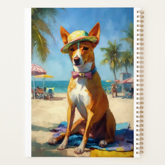 Basenji op het strand, zomercadeau voor hondenlief planner (Achterkant)