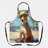 Basenji op het strand, zomercadeau voor hondenlief schort (Voorkant)