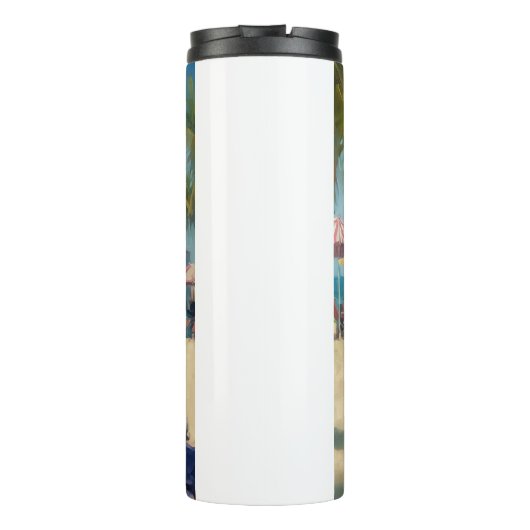 Basenji op het strand, zomercadeau voor hondenlief thermosbeker (Achterkant)