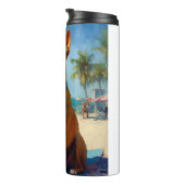 Basenji op het strand, zomercadeau voor hondenlief thermosbeker (Geroteerd rechts)