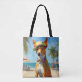 Basenji op het strand, zomercadeau voor hondenlief tote bag (Voorkant)
