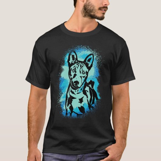 Basenji Paint Blue Design Dog Mom Dad T-shirt (Voorkant)