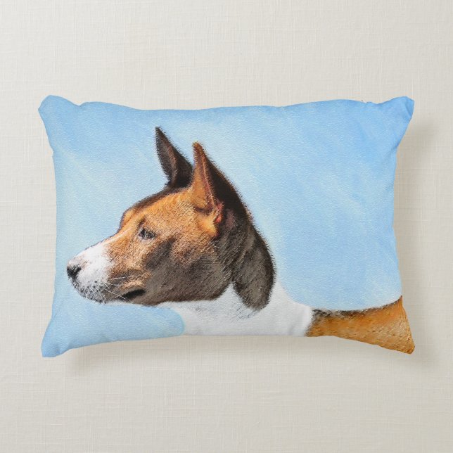 Basenji Painting - Cute Original Art Accent Kussen (Voorkant)