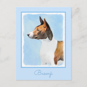Basenji Painting - Cute Original Art Briefkaart