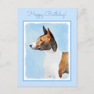Basenji Painting - Cute Original Art Briefkaart