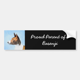 Basenji Painting - Cute Original Art Bumpersticker