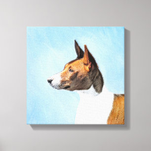 Basenji Painting - Cute Original Art Canvas Afdruk