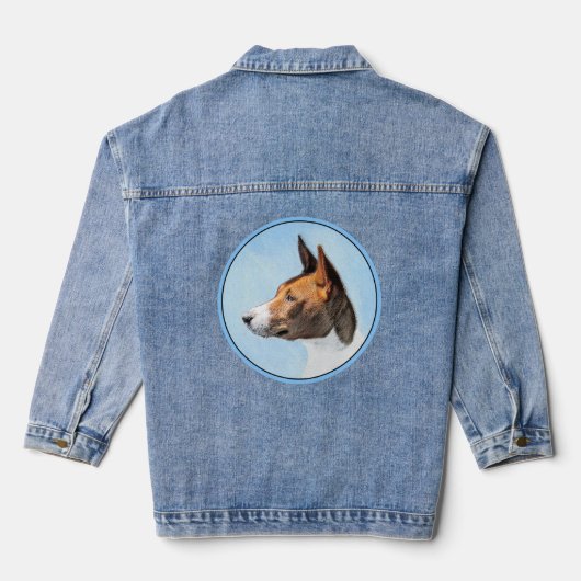 Basenji Painting - Cute Original Art Denim Jacket (Achterkant)