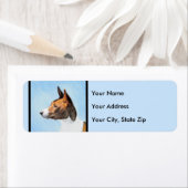 Basenji Painting - Cute Original Art Etiket (Insitu)