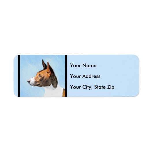 Basenji Painting - Cute Original Art Etiket (Voorkant)
